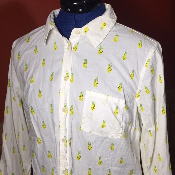 Funky Pineapple print button down shirt size M - Picture 2 of 8